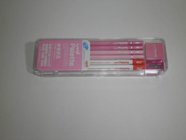 書き方鉛筆10本+赤鉛筆2本+消しゴム+鉛筆削り　レッド