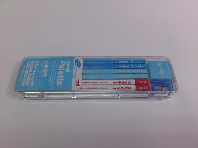 書き方鉛筆10本+赤鉛筆2本+消しゴム+鉛筆削り　ブルー